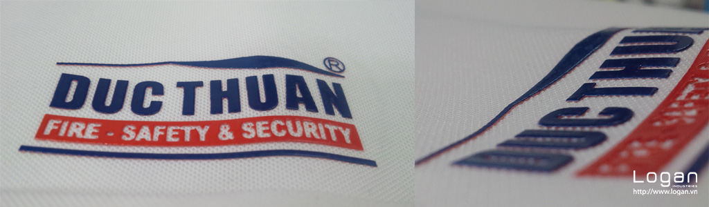 kieu in cao plastisol logo trên đồng phục Logan