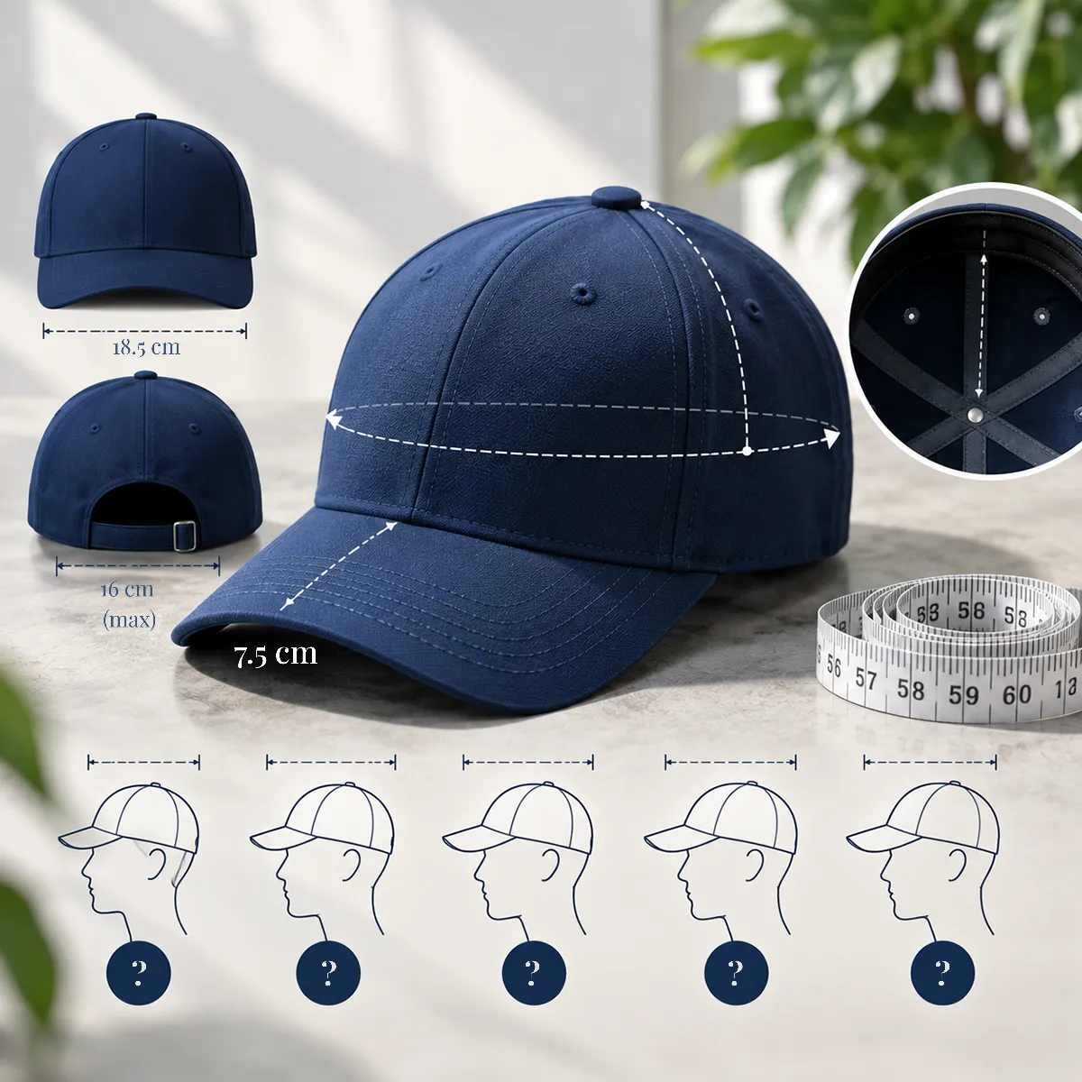 kích thước và cách đo size mũ lưỡi trai