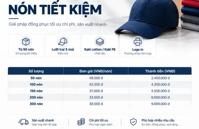 bảng giá may mũ nón đồng phục giá rẻ